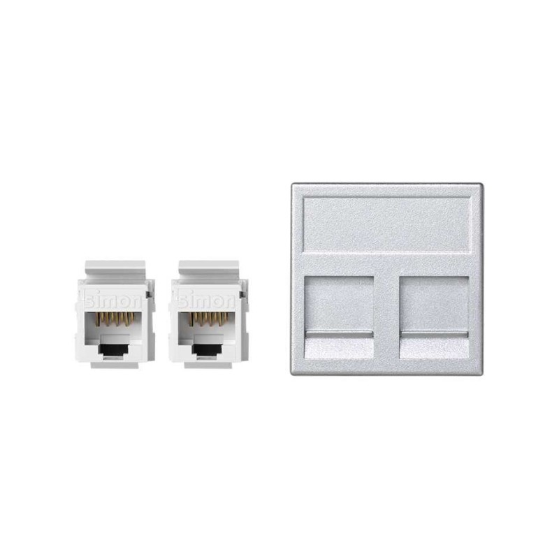PLACA 2 RJ45 C/VENT.ALUM+2CONECT C6. KB96U-8