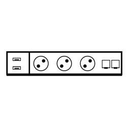 KIT SOB.MESA 1X2USB+3 SCH+2RJ45 NE 42523020-138