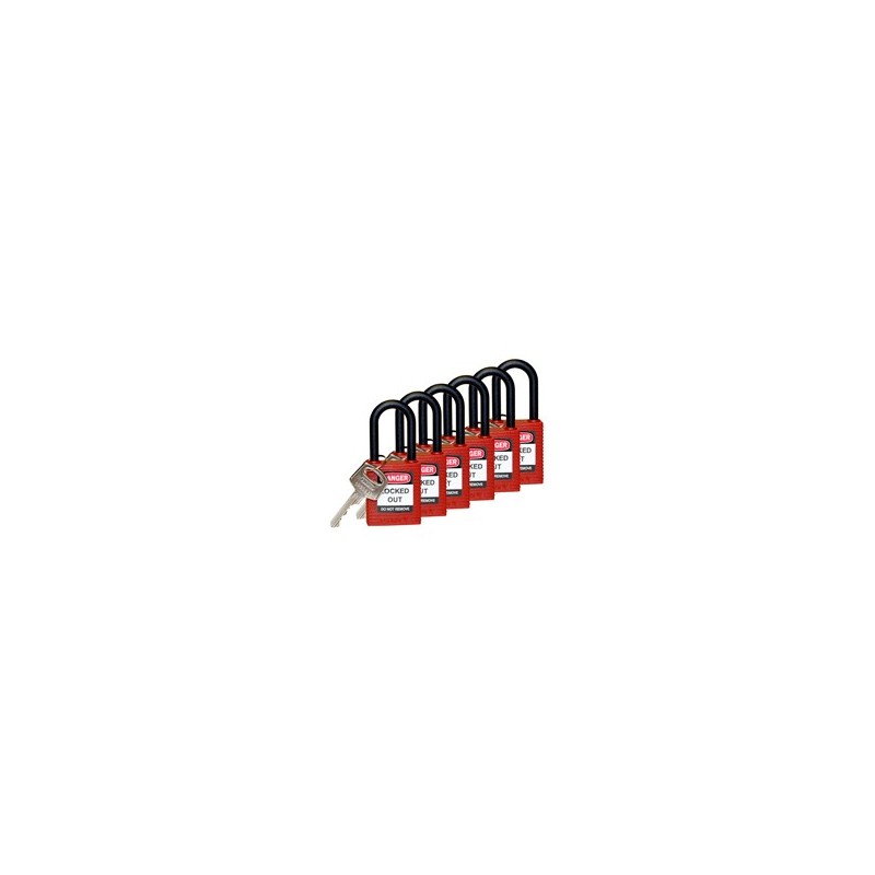 CANDADO SEGUR.C/GRILLETE NYLON ROJO 813594 BY