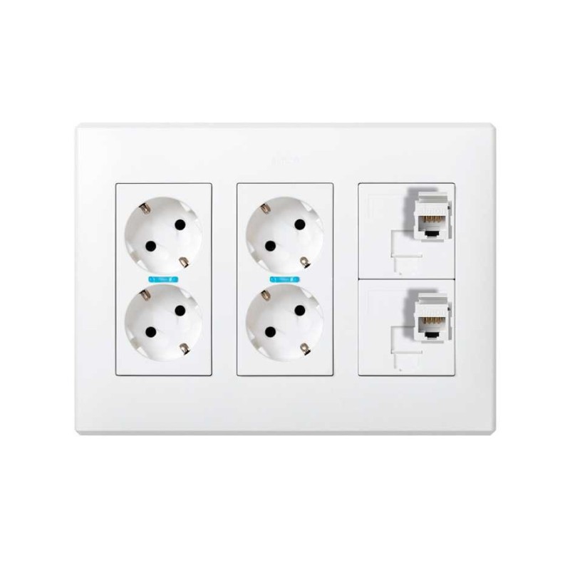 KIT PUESTO 3 MOD. 2 SHUC+2 RJ C6 UTP 51000307-030